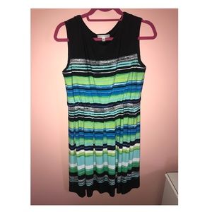 Blue and Green Striped Summer Dress